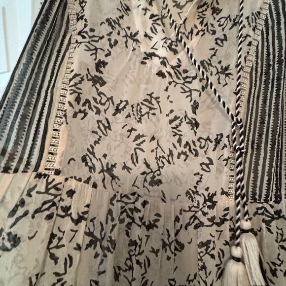 Anthropologie Talulah Tiered Midi Dress Cream Black Boho Tiered Patterned Boho - Picture 5 of 9